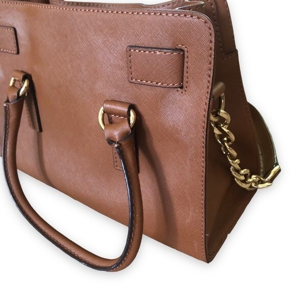 Michael Michael Kors Hamilton Saffiano Leather Medium Satchel Light Brown - Picture 14 of 14